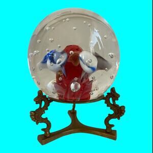 Jim Davis 1979 The Magic Of Glass Floral Paperweight Magnum Size 4.5” D Signed